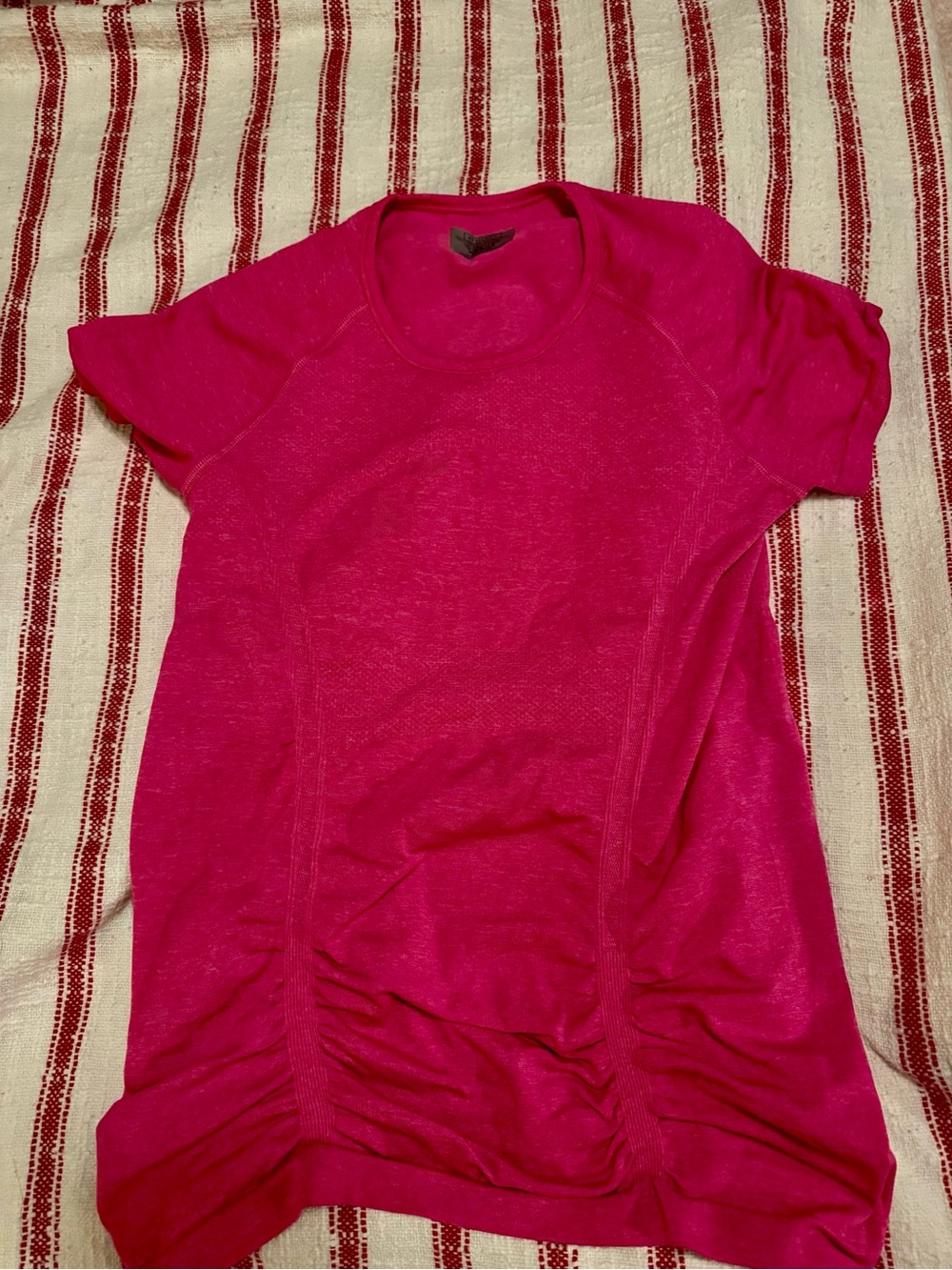 Athleta Hot Pink Short Sleeve Ruched Front Tee
